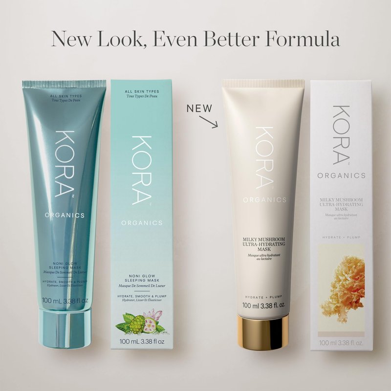 KORA Organics Milky Mushroom Ultra-Hydrating Mask, Overnight Face Mask with Hyaluronic Acid, Aloe & Coconut Milk, Certified Organic, Vegan Skincare, 3.38 fl oz