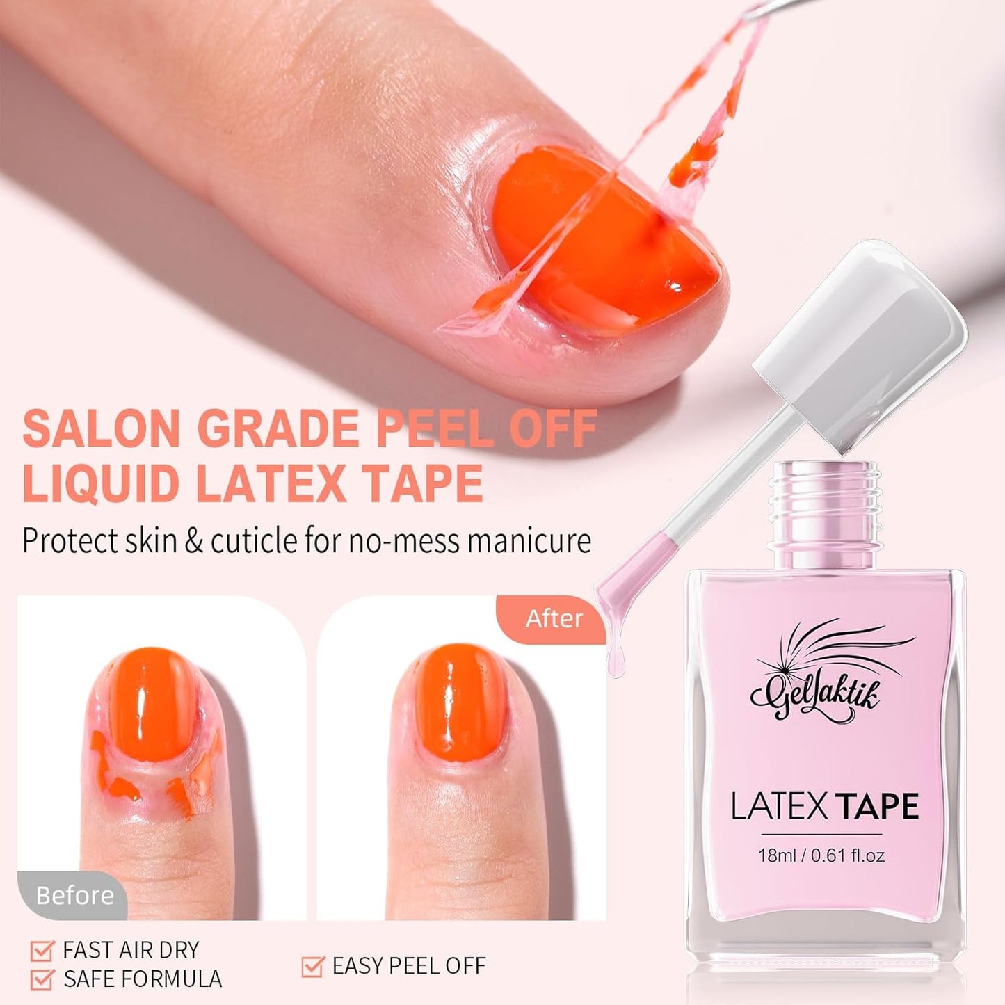 Gel Polish Remover Kit - 3 x 18ml with Cuticle Oil & Liquid Latex Tape, Fast 3-5 Min Removal
