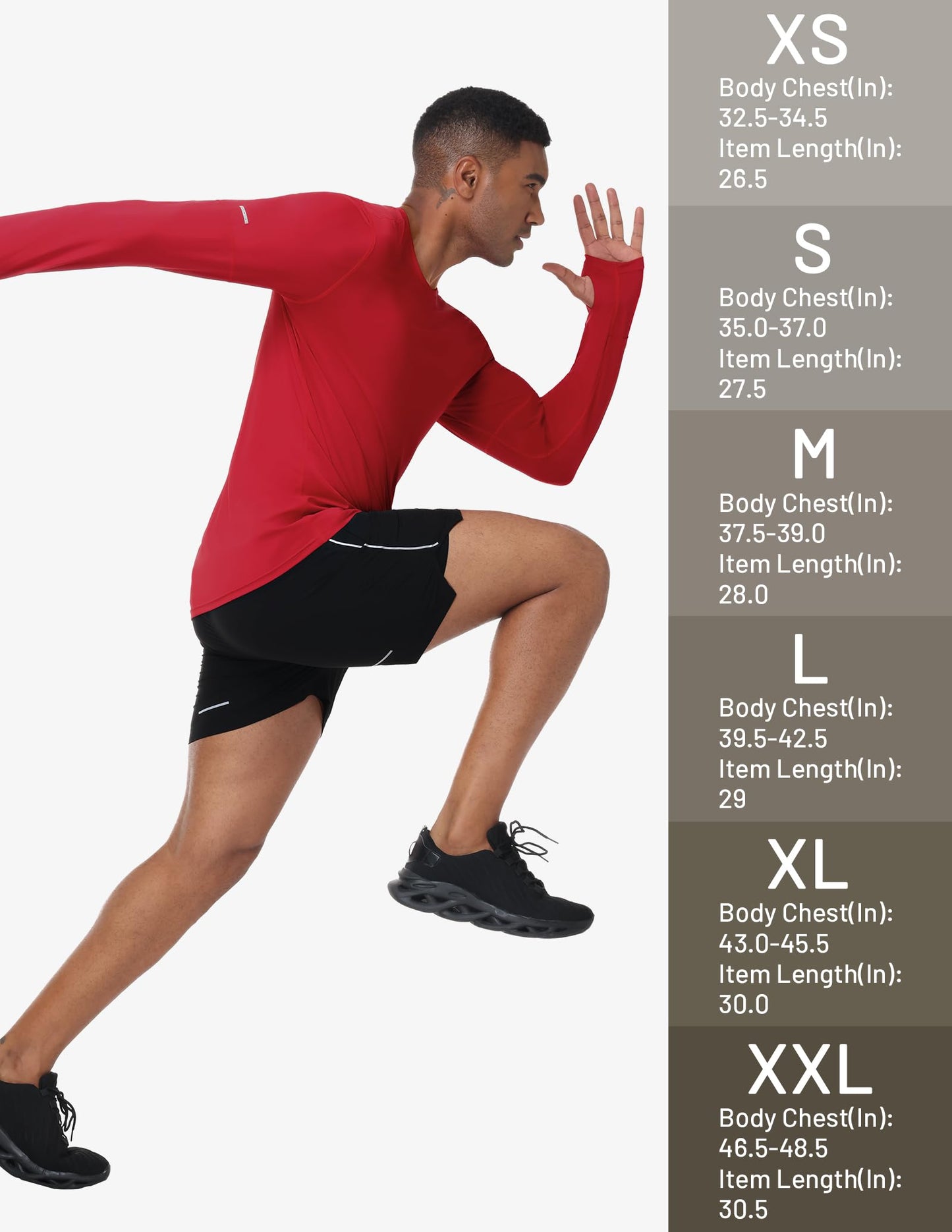 MIER Dry Fit Long Sleeve Shirts for Men UPF 50+ UV Sun Protection Shirts for Running Workout Athletic, Reflective, Red, M