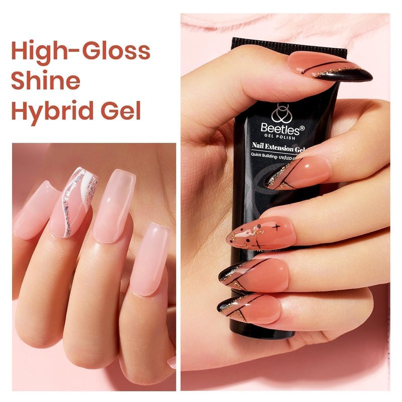 Beetles 30 Colors Poly Extension Gel Nail Kit With U V Lamp Nude Pink Glitter Poly Nail Gel Starter Kit All In One With Nail Art Accessories Manicure DIY Home Salon Gift for Women Girls