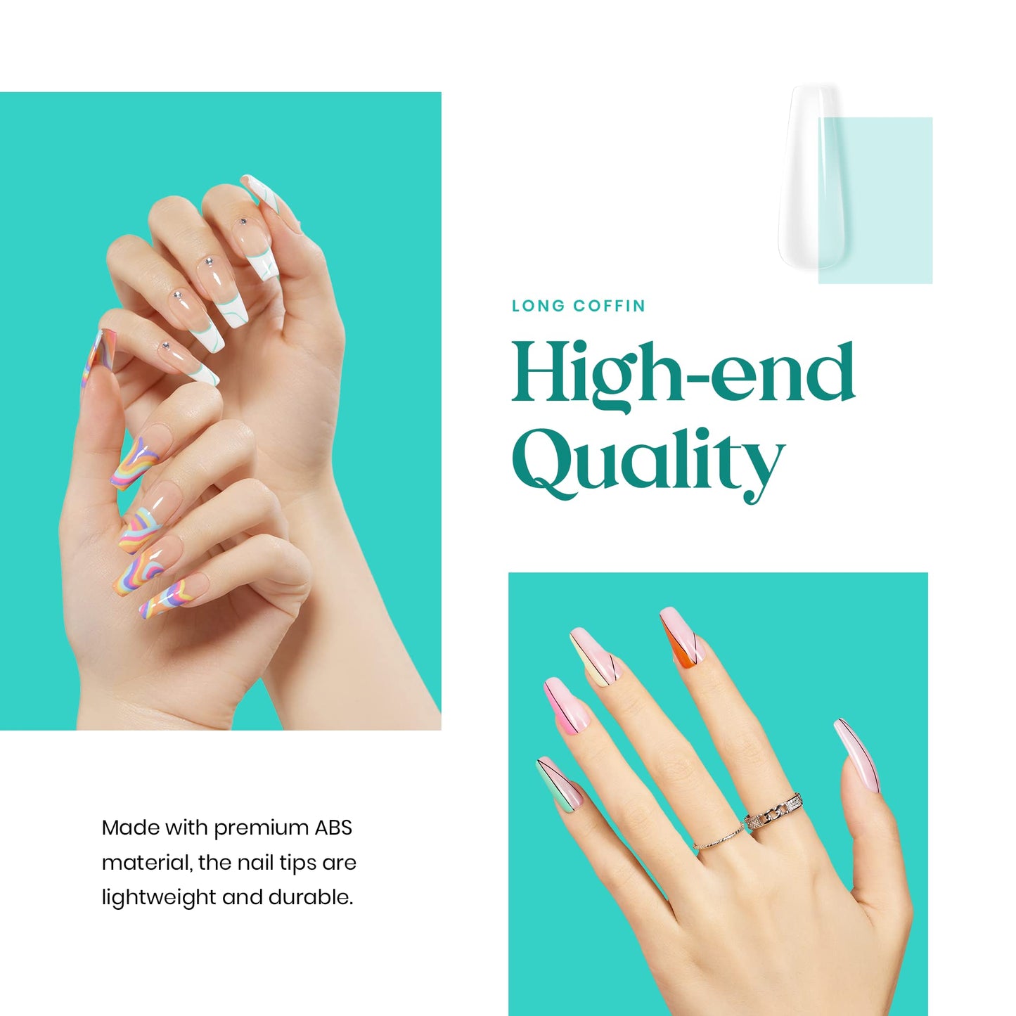 Beetles Gel Nail Kit - 500Pcs Soft Tips, 2 In 1 Glue & Polish, Coffin Shape, UV & Top Coat