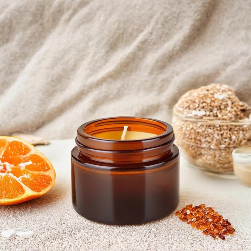 Amber Glass Jars - 2oz Sample Containers for Lotions, Moisturizers, Lip Balm | 48 Pack