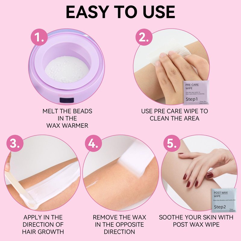 Rosepil Digital Wax Warmer - Beginner-Friendly Waxing Kit with Smart Temp Control, 6 Packs (3 Colors) Wax Beads for Targeted Hair Removal - Ideal for Body, Bikini, face, Home Salon Use