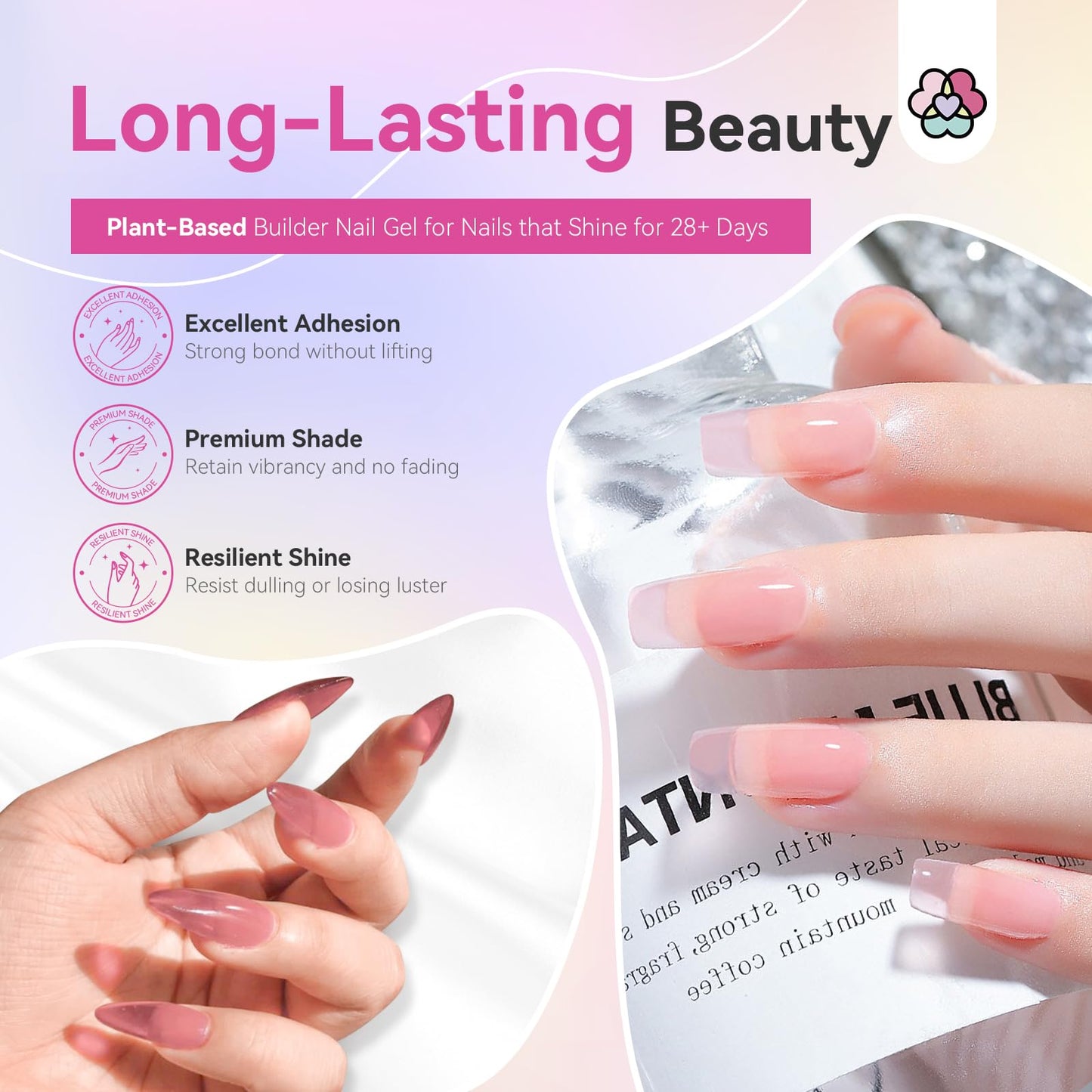 SAVILAND Builder Nail Gel 24 Colors: Castor Oil & Vitamin E Builder in a Bottle Translucent Color Hard Gel for Nails Strengthener Extension Care Repair Home Salon Professionals