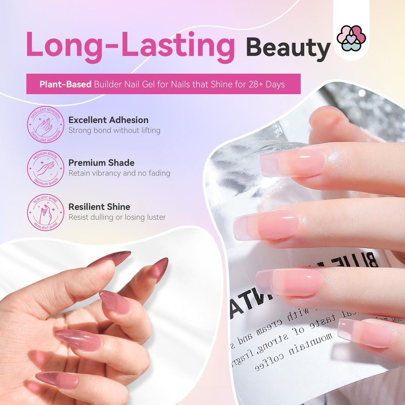 SAVILAND Builder Nail Gel 24 Colors: Castor Oil & Vitamin E Builder in a Bottle Translucent Color Hard Gel for Nails Strengthener Extension Care Repair Home Salon Professionals