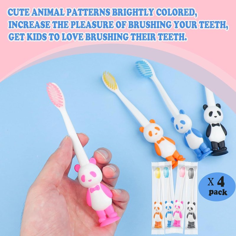 Disposable Toddler Toothbrush - Bulk Pack of 200 Suction Cup Animal Brushes for Kids Age 2+ | Individually Wrapped for Home, School, Travel