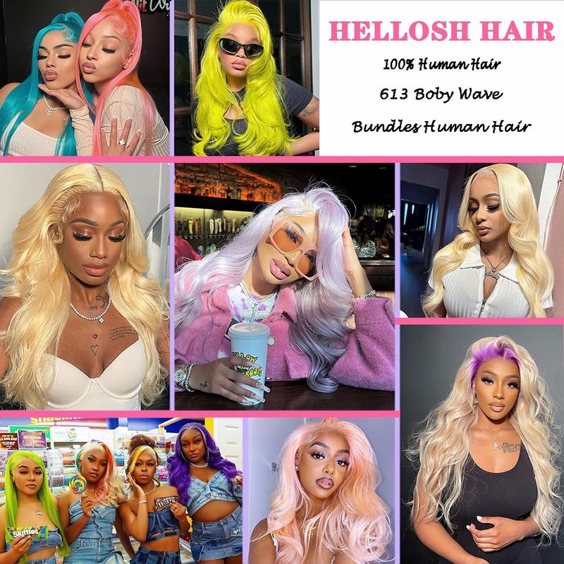 613 Bundles Blonde Bundles Human Hair 14 Inch 613 Body Wave bundles 100% Unprocessed 12A Grade Brazilian Virgin Hair Bundles 1 Bundle Human Hair 613 Blonde Bundle