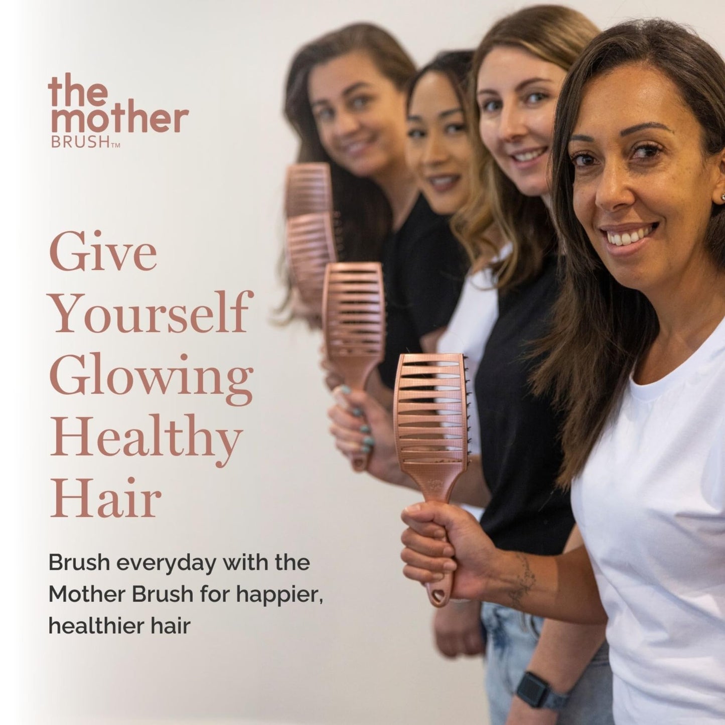 HAPPY HAIR: The Mother Brush - Detangler Brush - Patented Salon Quality Detangling Boar Bristles with Pins Designed for Women to Detangle and Smooth Thick Hair (Rose Gold)