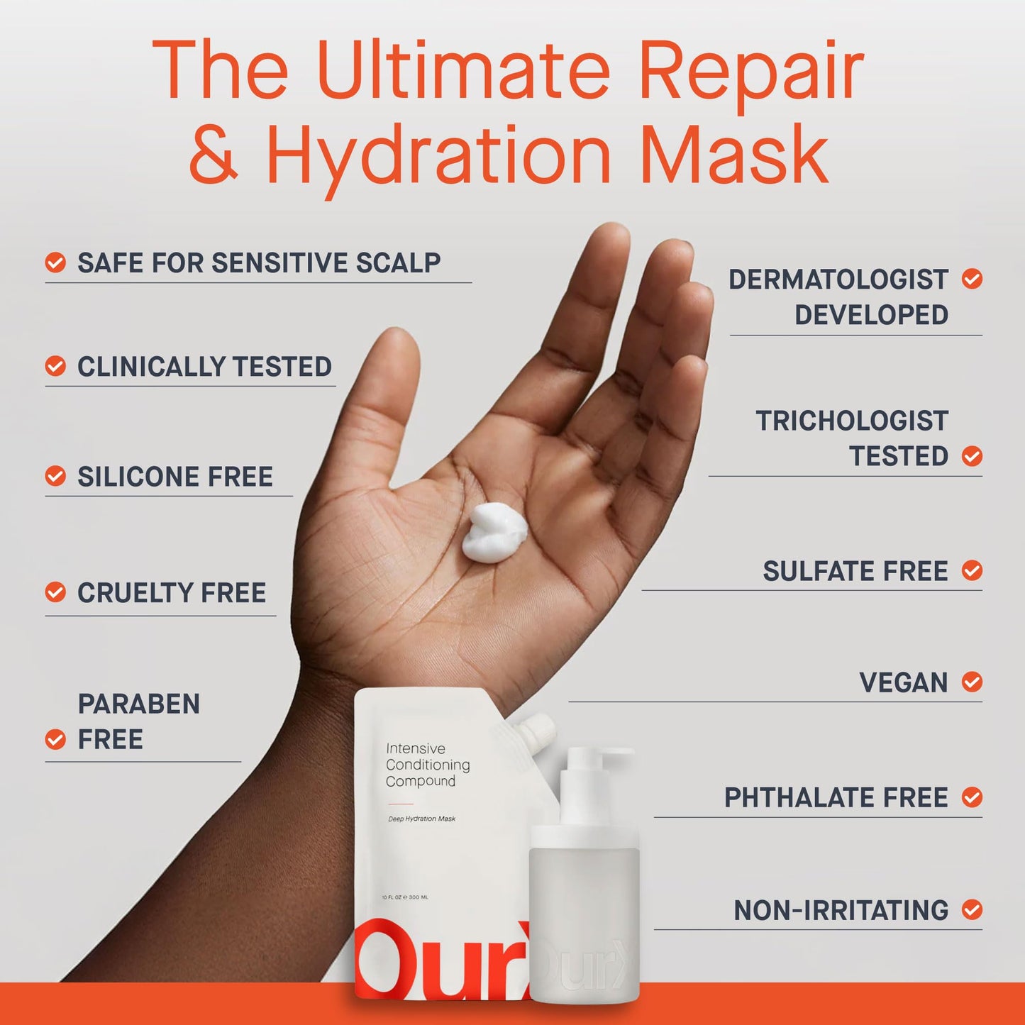 OurX Hydration Hair Mask – Intensive Conditioning Compound (300ml) | Deep Moisture & Repair for Curly, Coily & Frizzy Hair | Peptides + Squalane Formula for Hydrated, Defined Texture
