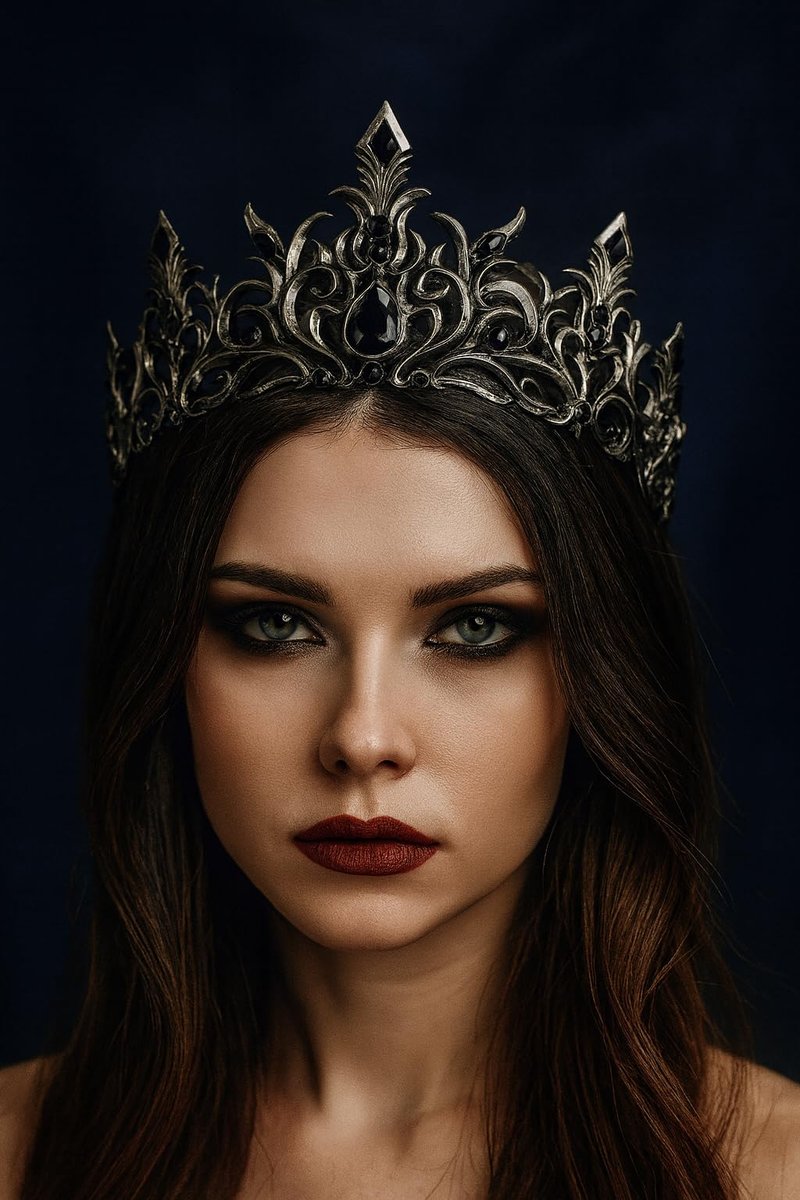 Black Gothic Crystal Crown for Women, Pure Dark Baroque Tiara, Minimalist Rhinestone Headpiece for Adult Cosplay, Prom Styling, Fantasy Events & Dramatic Photoshoots