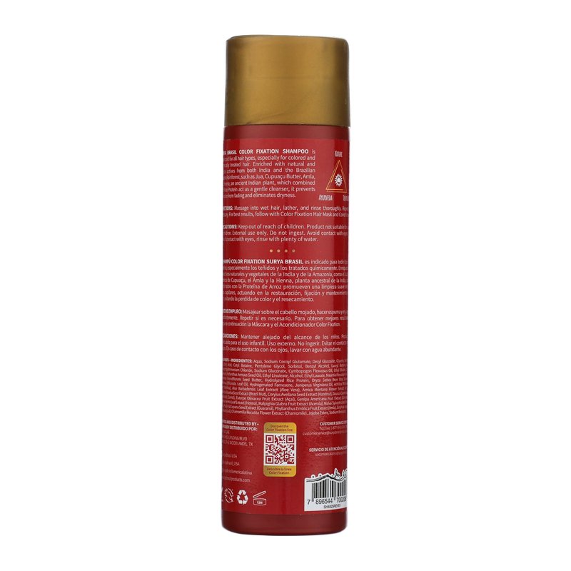 Surya Brasil Color Fixation Restorative Shampoo - 99% Natural Ingredients, Gentle Cleansing, Color Protection, Nourishing Botanicals, 8.45 oz