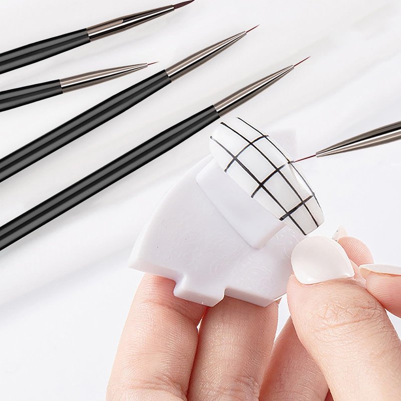 Wokoto Black Nail Art Brushes Set: 10pcs Acrylic Nail Brushes For Painting Tools - Gel, Polish & Dotting Pen