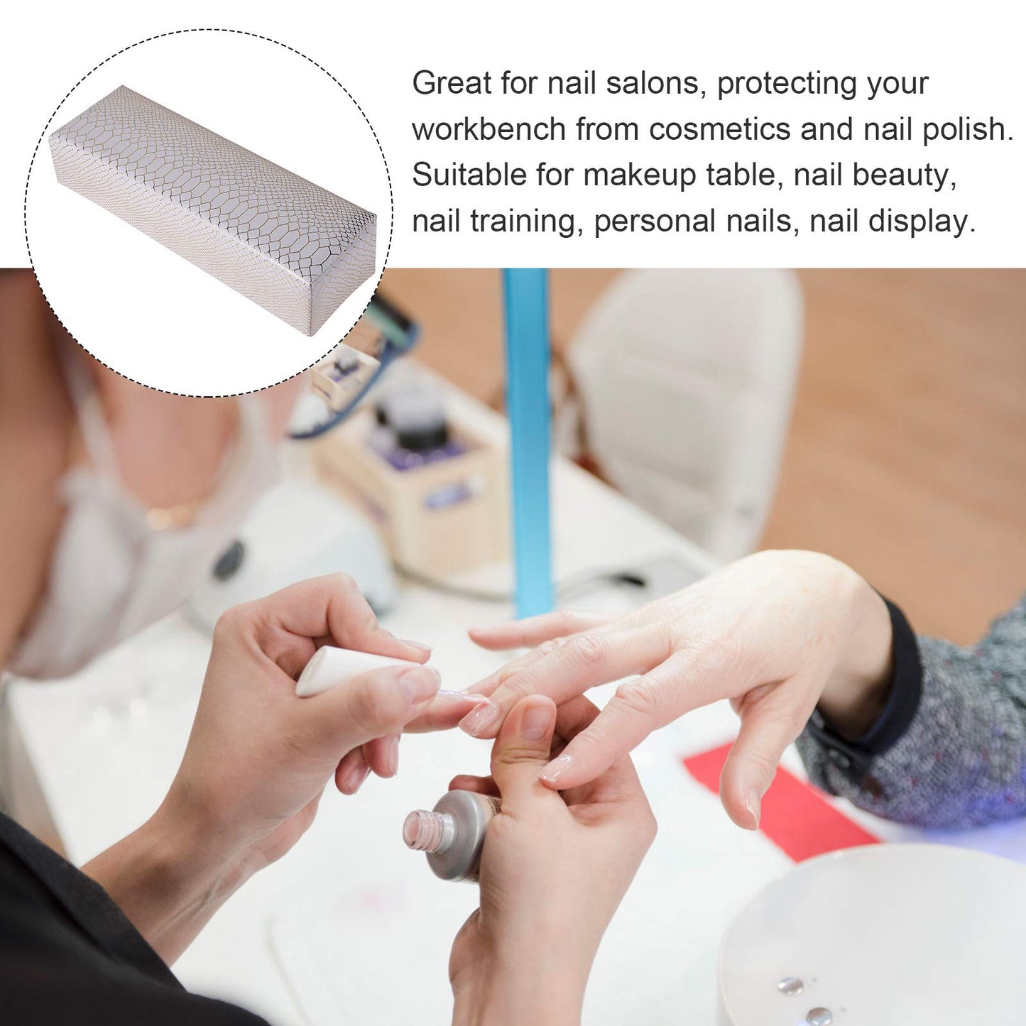 Beaupretty Manicure Hand Pillow Cushion 11.41X3.74X2.55In Nail Art Hand Rest Portable Professional Armrest for Nail Techs Salon Use
