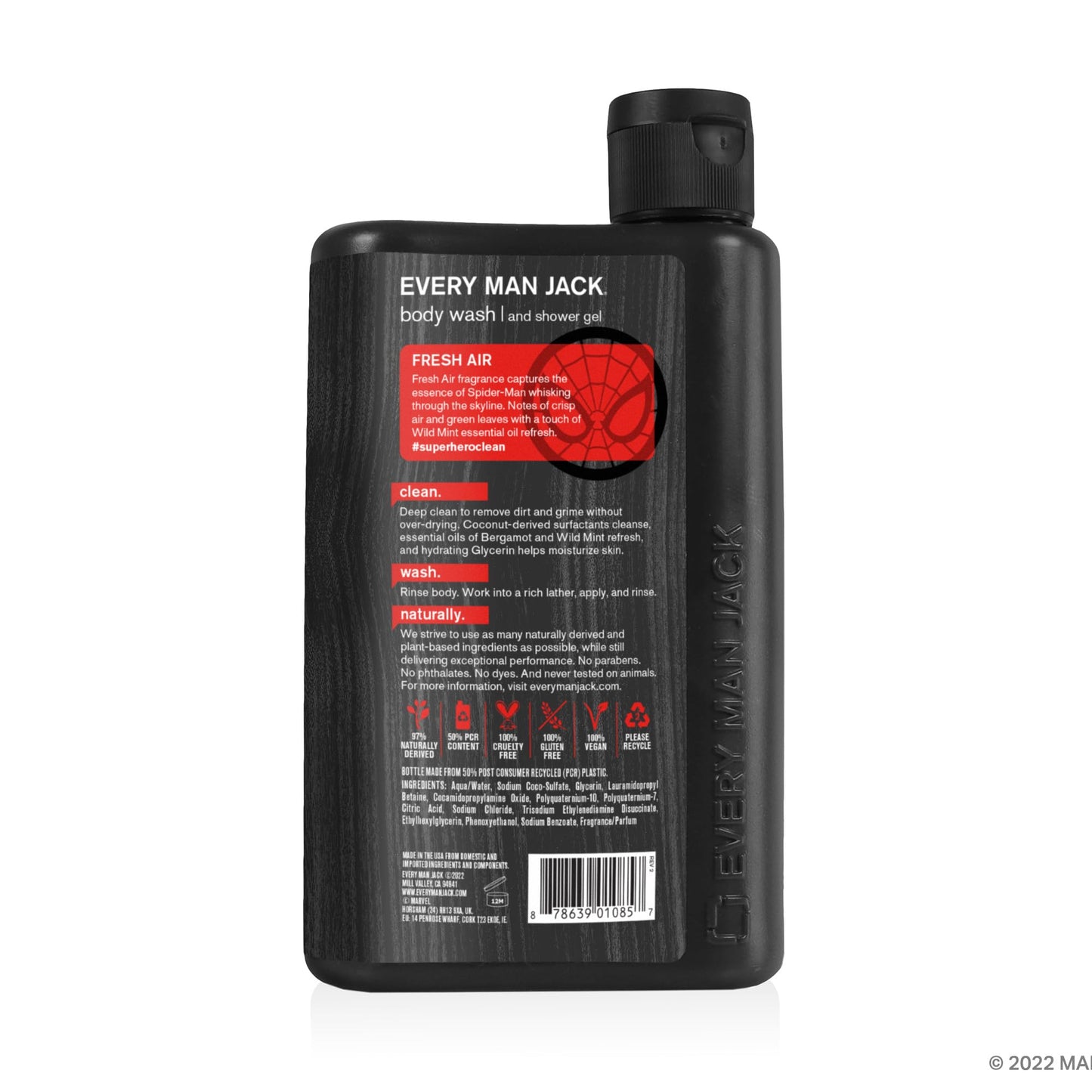 Every Man Jack Spider-Man Body Wash Gift for Men – Naturally Derived, Paraben & Dye Free – 13.5 fl oz (2 Pack)