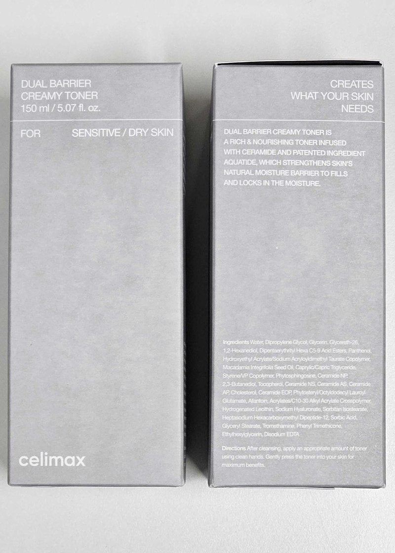 celimax Dual Barrier Creamy Toner | with Ceramides, Peptide, Oil & Alcohol Free, Facial Astringent, Long Lasting Hydration, Calming, Soothing, Non Irritating,150ml