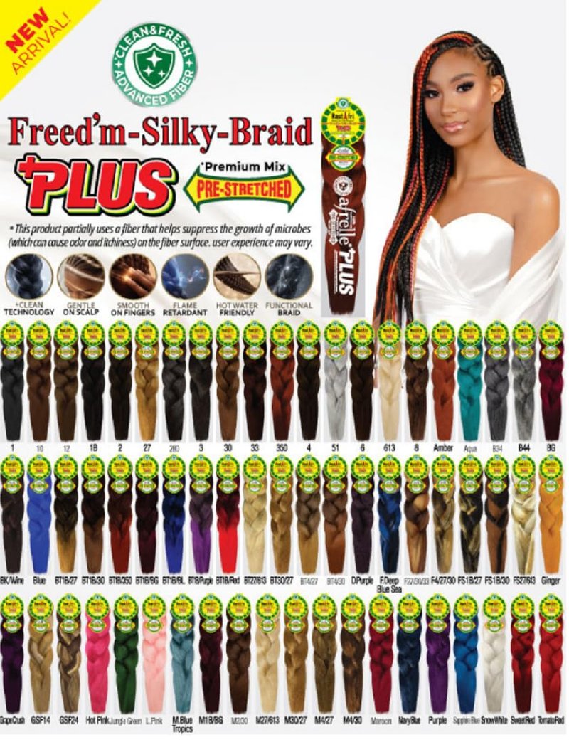 RastAfri Freed’m Silky Braid 24” – 5 Packs | 100% Afrelle Modacrylic Fiber from Kanekalon | Soft, Safe, Silky & Flexible Pre-Stretched Braiding Hair – Natural Look, Easy to Work With (#1B)