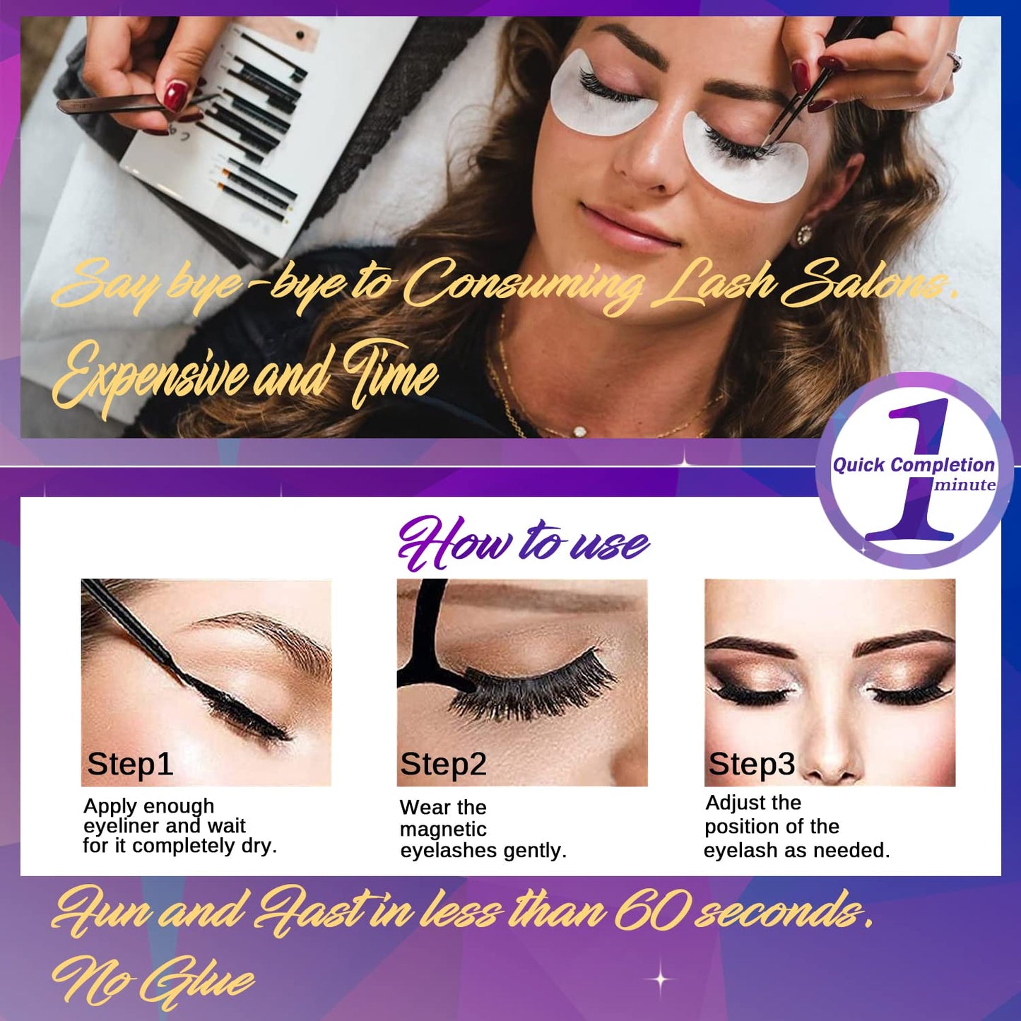 DUOERLA Magnetic Eyelashes 8D Luxury Volume Fluffy Colored Eyelashes Magnetic Lashes with Eyeliner Kit, Cat-Eye 18-23MM Long Cruelty-Free&Vegan 10 Pairs