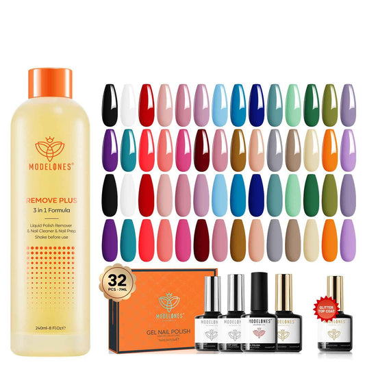 32 PCS Gel Nail Polish Set with Remover - Long-Lasting, Vibrant Colors