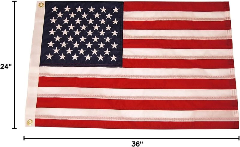 American Flag for Boats - 24" x 36" Marine-Grade Nylon, Fade Resistant, Embroidered Stars & Stripes