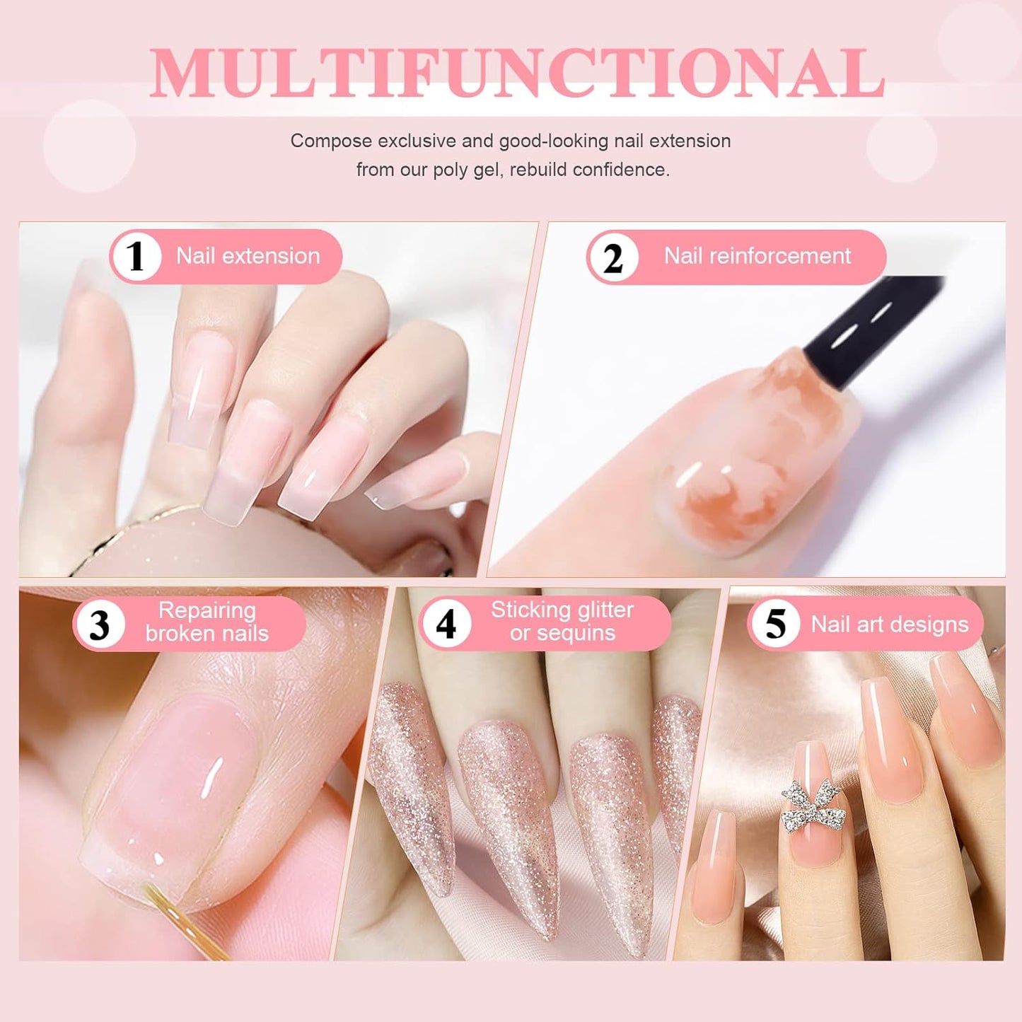 SAVILAND Ultimate Poly Gel Nail Kit - 20 Colors & 100g Clear Gel | Salon-Grade DIY Manicure Set
