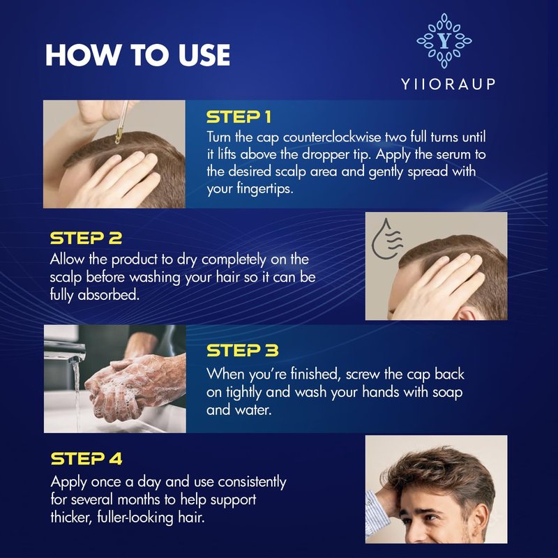 5% Minoxidil Hair Growth for Men and Women: Extra Strength Minoxidil Topical Solution for Adults with Receding Hairlines or Vertex Thinning - Hair Loss Treatment Serum with Biotin for Daily Scalp Use
