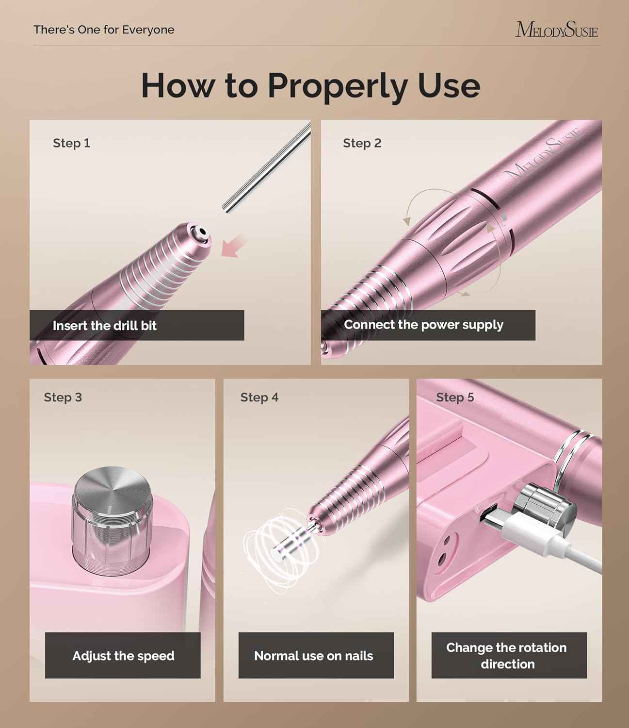 Professional Electric Nail Drill 30000 RPM with Ceramic Flat Top Bit - MelodySusie