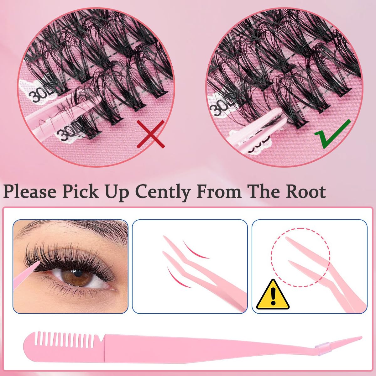 Lashes Extension Kit 640pcs False Eyelashes Clusters 30D+40D+50D, DIY Individual Lash Kit 8-18mm with Eyelash Tools Set