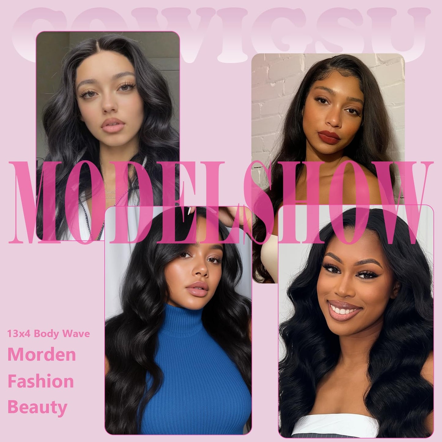 Cowigsu Lace Front Wig Body Wave Pre Plucked 13x4 Closure Wig 26in Natural Black Pre Cut Synthetic Lace Front Wig for Women Upgraded with Premium Human-Hair-Like Fiber