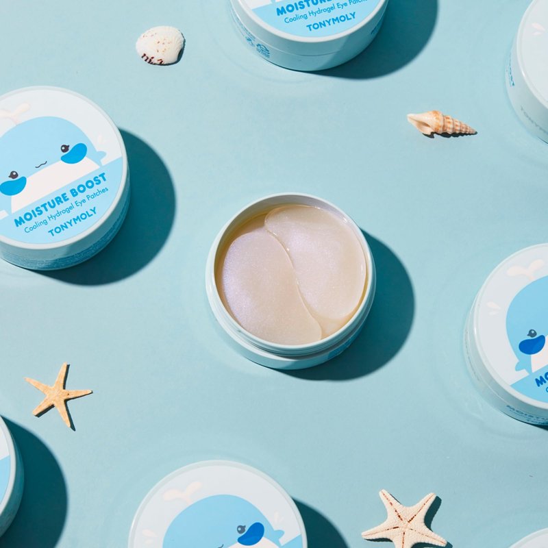 TONYMOLY Moisture Boost Cooling Hydrogel Eye Patches – Hydrating & Refreshing Under Eye Patches with Hyaluronic Acid, Spirulina & Plankton, 30 Pairs