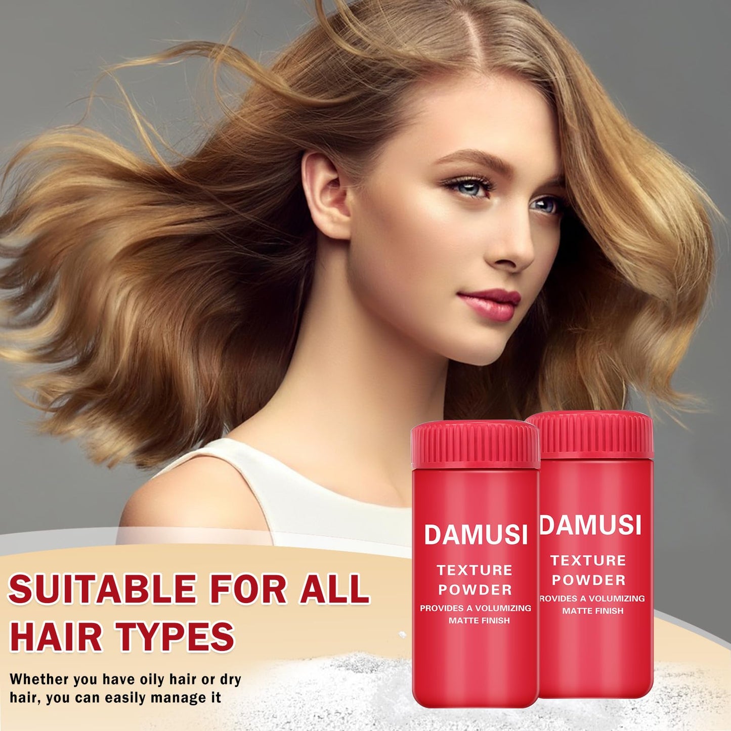 DAMUSI 3PCS Hair Texture Powder for Men,Fluffy Hair Powder for Women,Oil Control,Keep Soft All Day,Polvo Texturizador Para Cabello Hombre