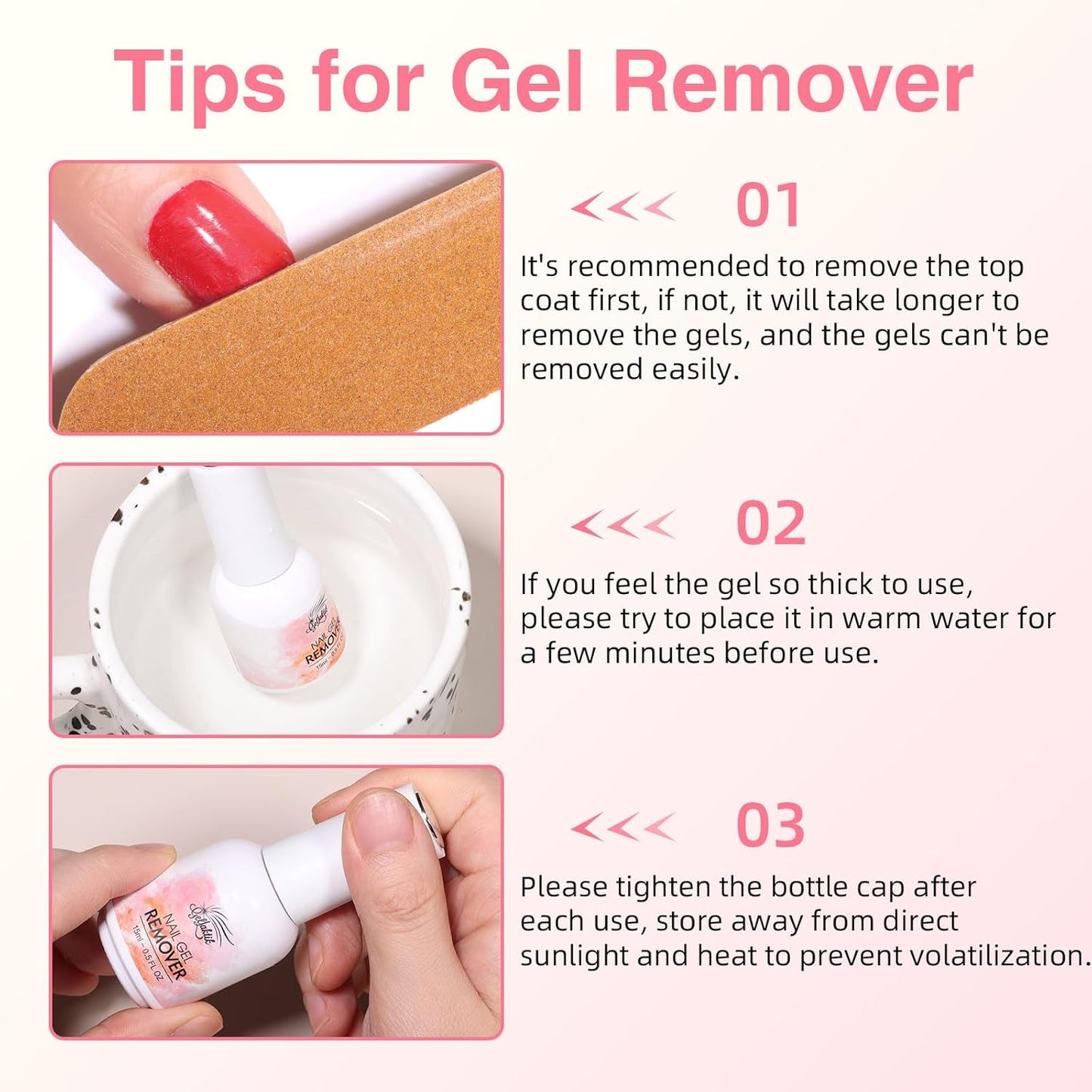 Gel Polish Remover Kit - 3 x 18ml with Cuticle Oil & Liquid Latex Tape, Fast 3-5 Min Removal