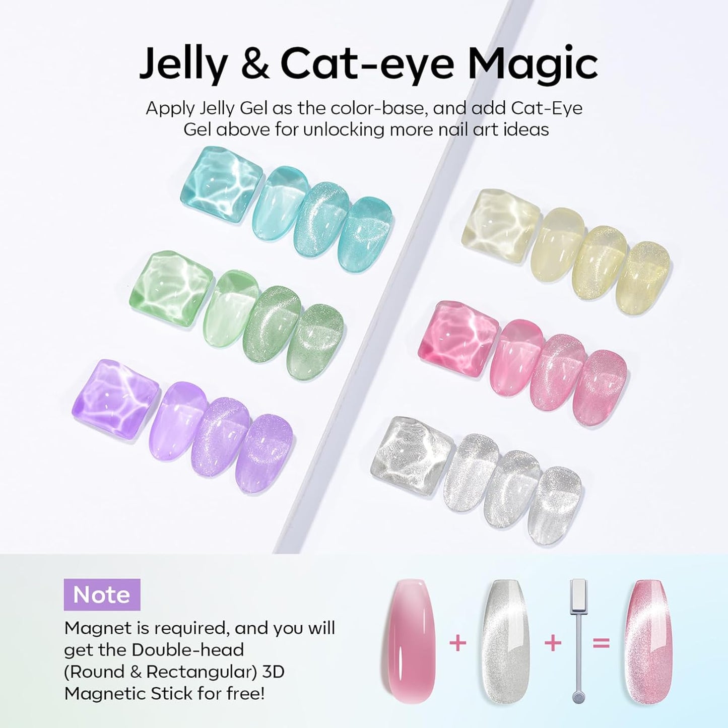 Chameleon Gel Nail Polish Set - 6 Colors + Silver Cat Eye & Jelly Gel Polish