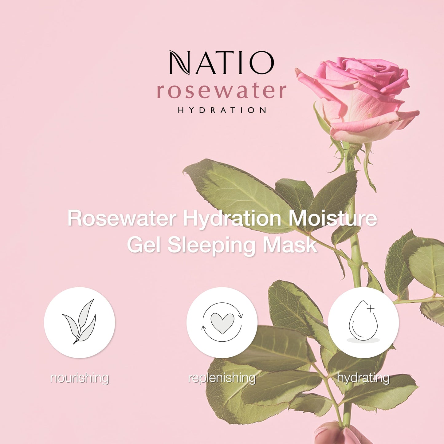 Natio Australia Rosewater Hydration Moisture Gel Sleeping Mask, 3.5 oz - Nighttime Rosewater Face Cream - Face Moisturizer for Overnight Hydration