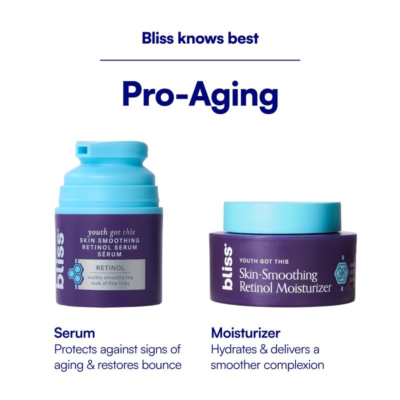 Bliss Retinol Serum Youth Got This Advanced Anti-Aging Formula - Reduces Fine Lines & Wrinkles - Dermatologist-Tested - Clinically Proven Results - Fragrance-Free & Vegan - 1 Fl Oz