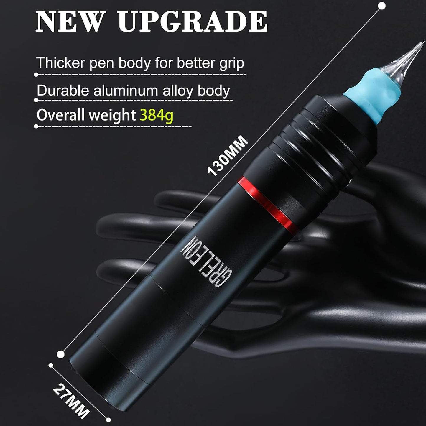 Tattoo Pen Kit - Professional Tattoo Machine with 2 Batteries & 1500mAh Power Supply | Red Color