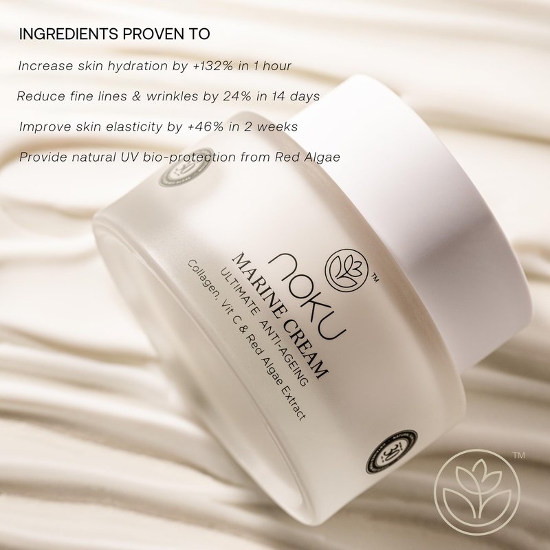 Noku Marine Cream – EWG VERIFIED UltraHydrating Anti-Aging Moisturizer for Men & Women with Red Algae, Vegan Collagen & Argireline Peptides | 50 ml | Vegan, Cruelty-Free, Award-Winning Formula