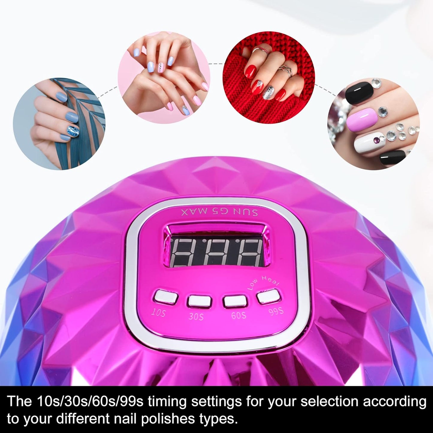 200W Portable UV-LED Nail Lamp with Sensor & 4 Timers - Fast Curing Gel Dryer