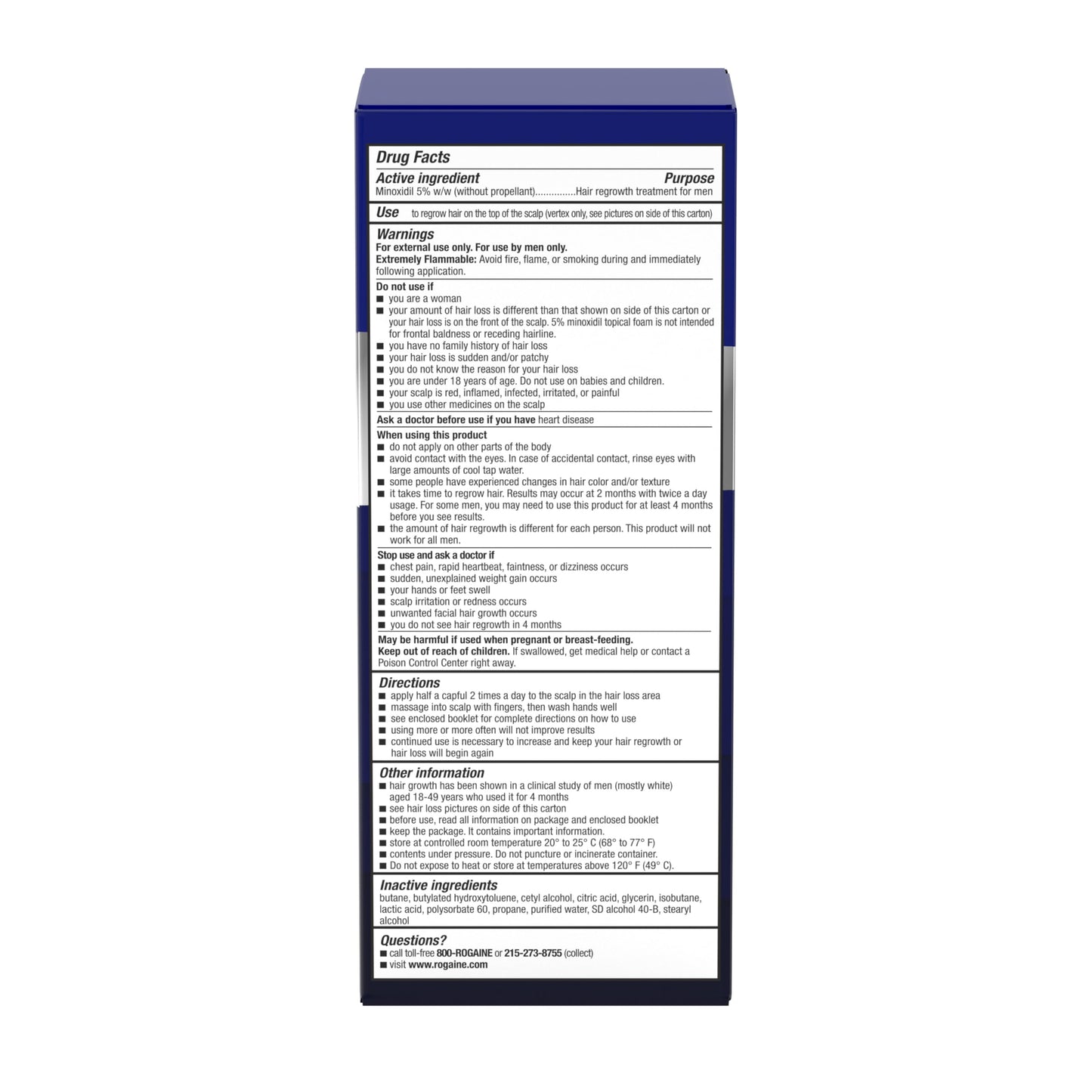 Men's Rogaine 5% Minoxidil Foam for Hair Regrowth, Topical Hair Loss Treatment for Men to Regrow Fuller, Thicker Hair, Unscented Minoxidil Topical Aerosol, 1-Month Supply, 2.11 oz