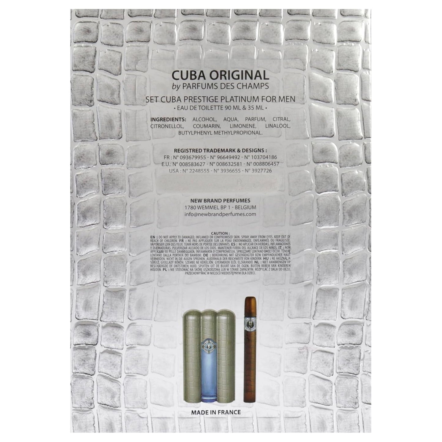 Cuba Prestige Platinum Cologne Gift Set for Men - 3.4oz & 1.17oz EDT Sprays