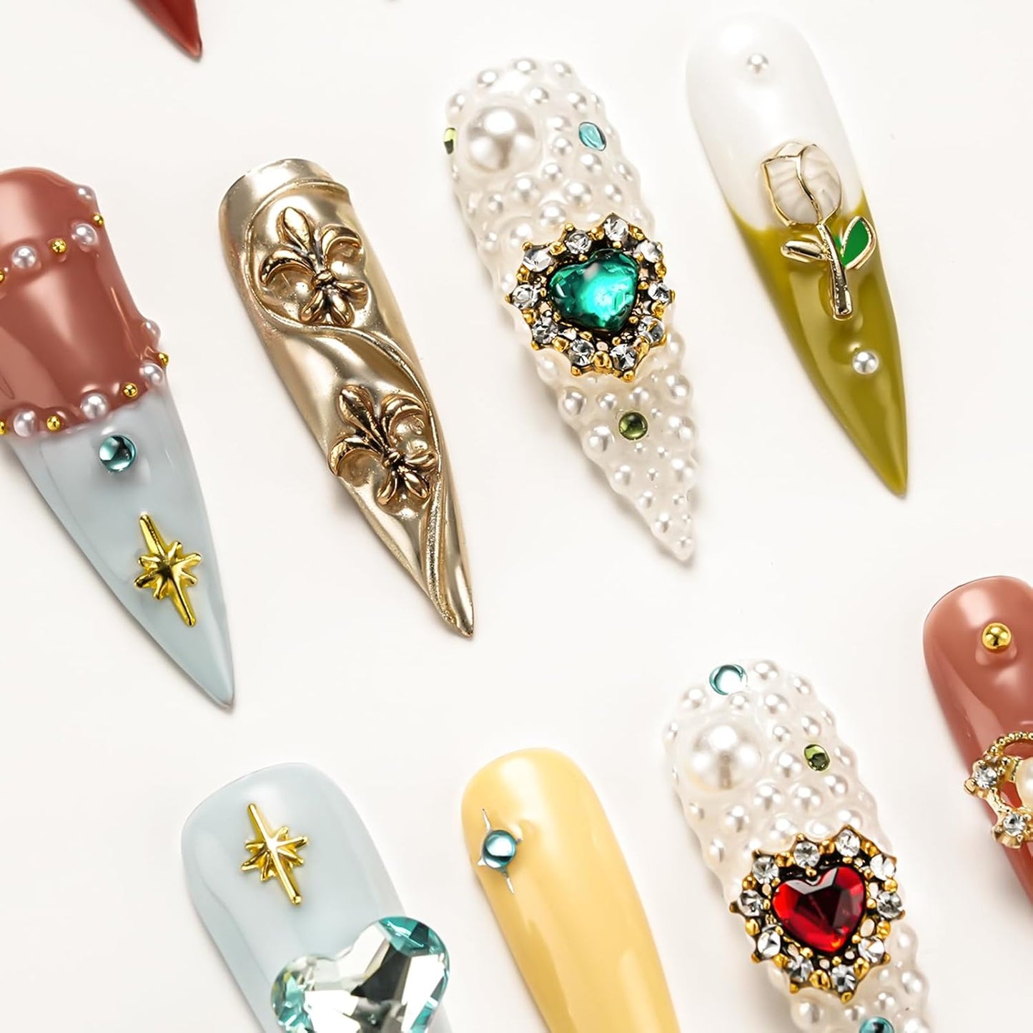 Nude Leopard Handmade Press-On Nails Set - Medium Almond Shape, 10 Pcs with Glue