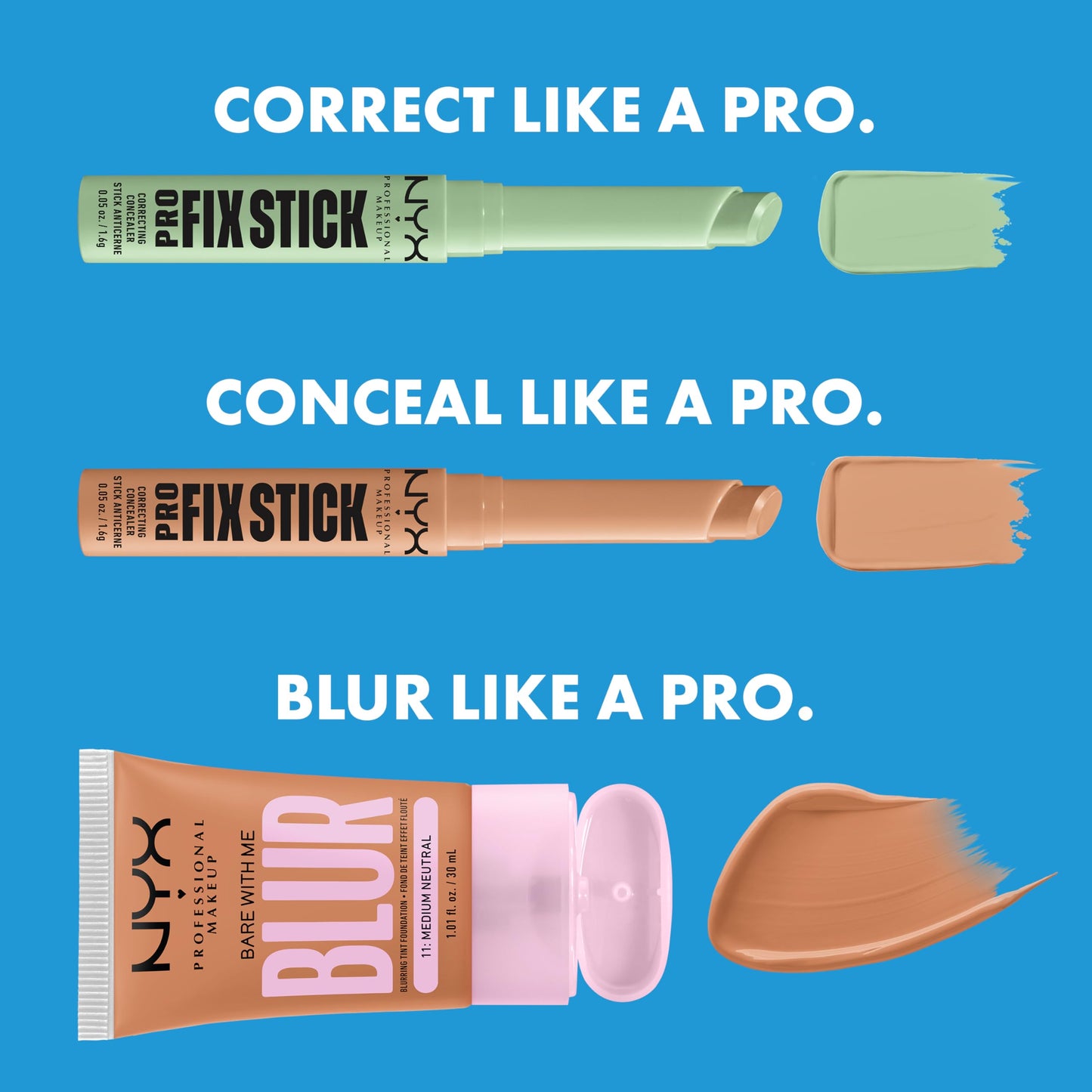NYX PROFESSIONAL MAKEUP Pro Fix Stick Correcting Concealer, Buildable Medium Coverage Concealer Stick - Pale