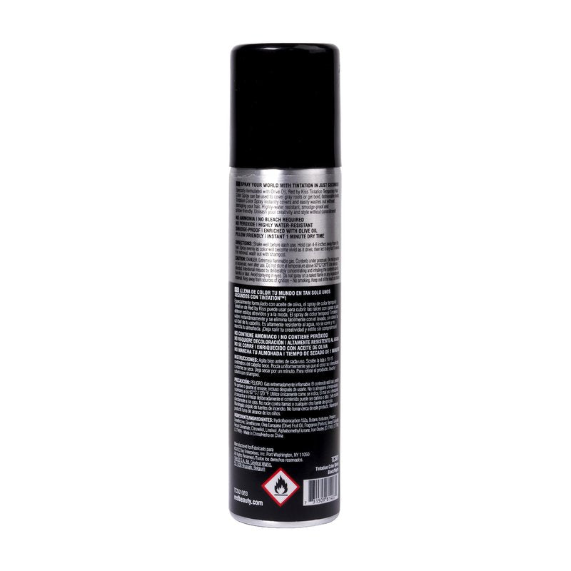 Red by Kiss Tintation Temporary Hair Color Spray, Instant Gray Root Touch Up Coverage, Water-Resistant & Smudge-Proof, Easy Wash Out, Barber & Hairline Touch-Up, Quick-Dry (Black, 2.82 oz)