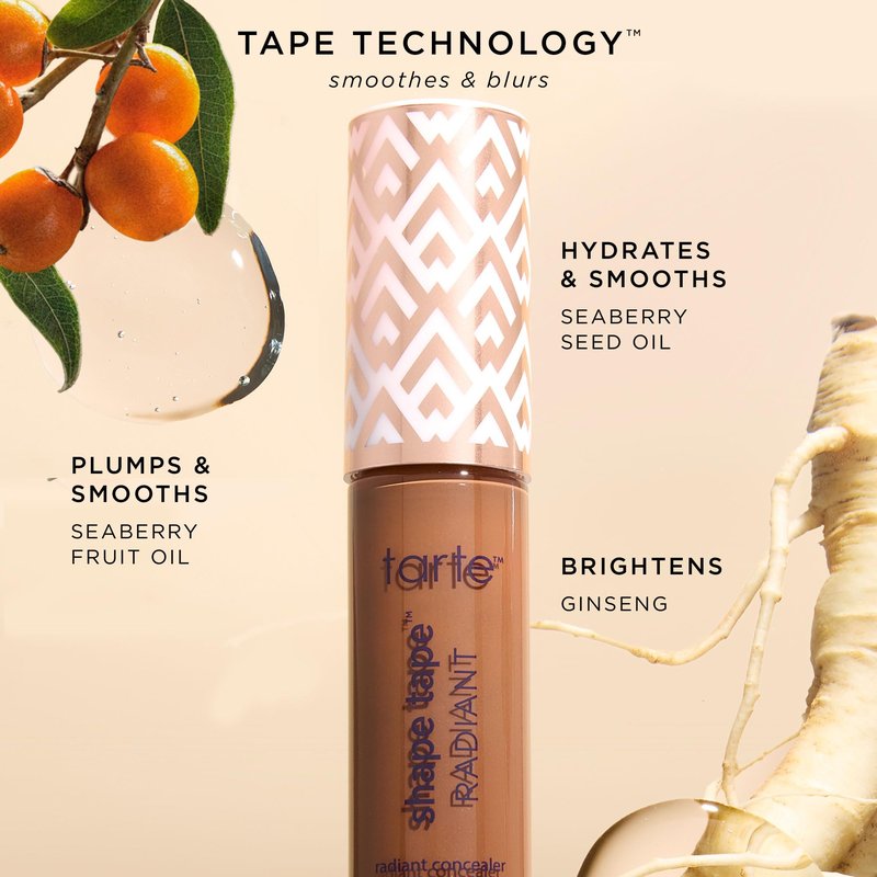 tarte shape tape radiant concealer – Medium-Coverage, Hydrating Finish Under Eye Concealer for Dark Circles, Redness & Discoloration, Vegan, Cruelty-Free, travel size, 44H tan