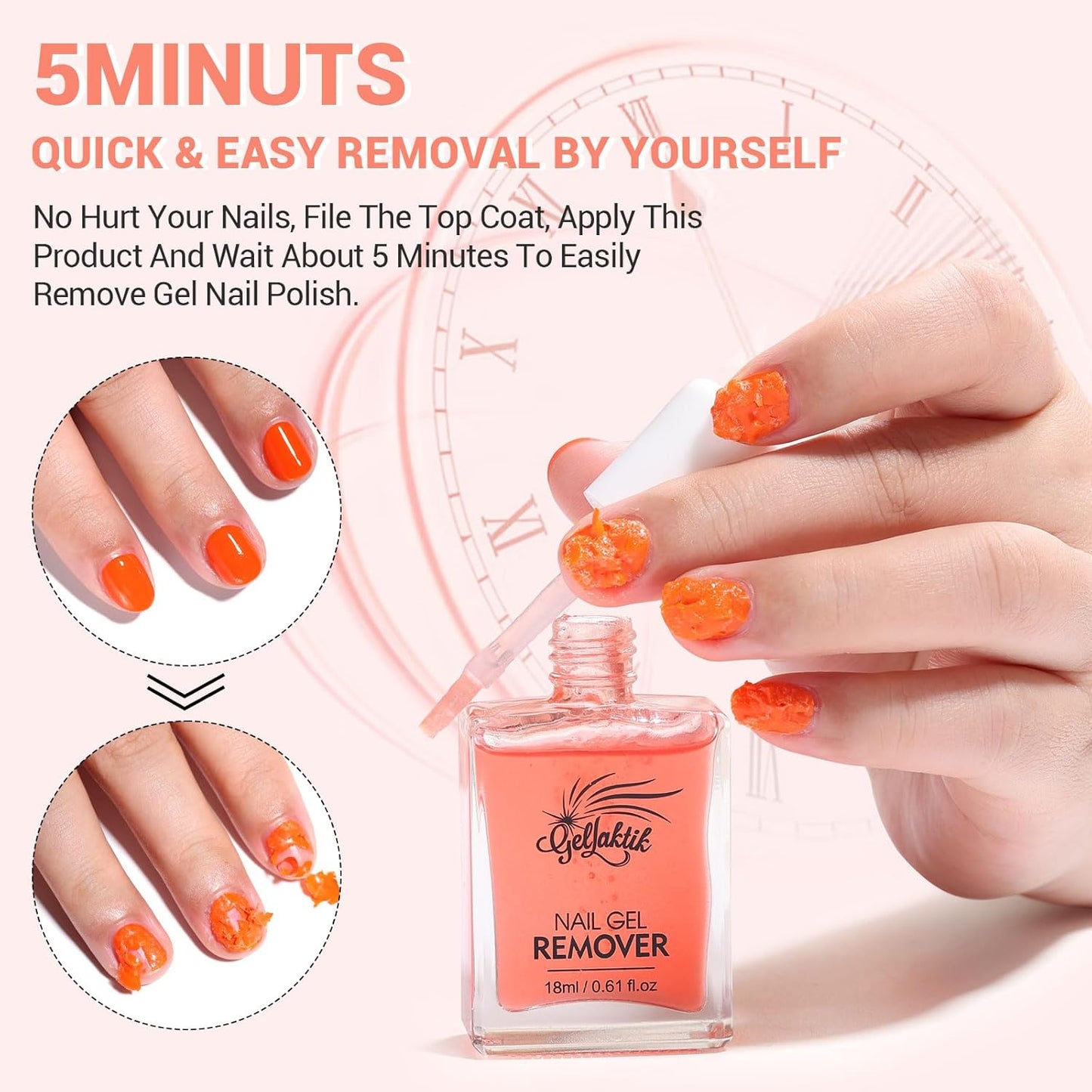 Gel Polish Remover Kit - 3 x 18ml with Cuticle Oil & Liquid Latex Tape, Fast 3-5 Min Removal