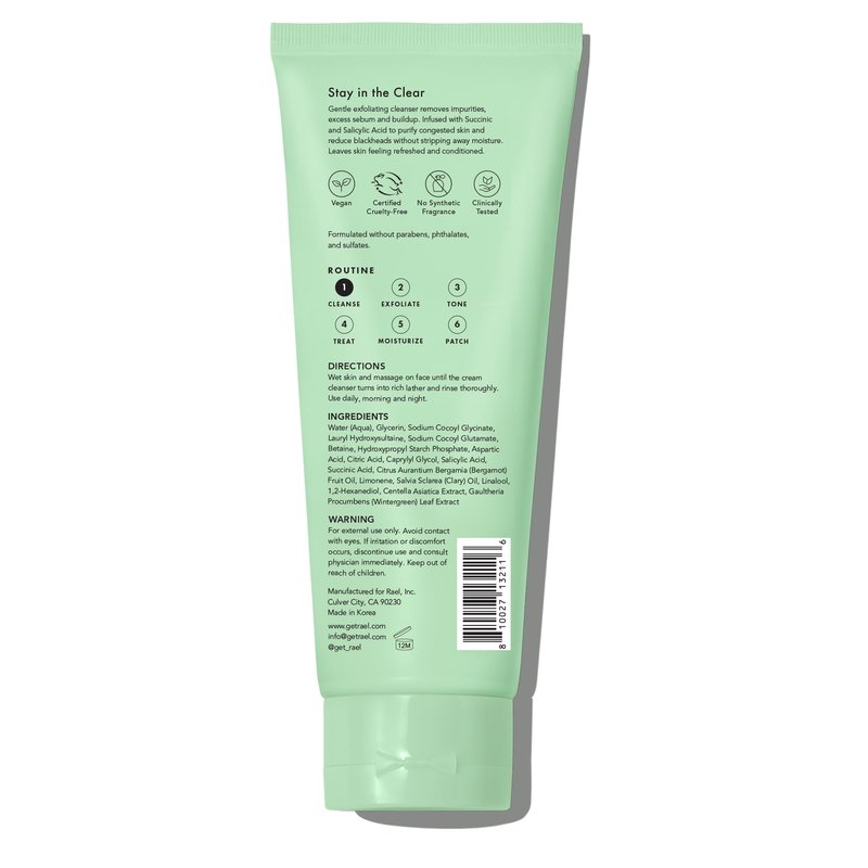 Rael Face Mask, Miracle Clear Clay Mask – Deep Pore Cleanser with Tea Tree & Gentle Exfoliation for Blackheads, Korean Skin Care (3.4 fl oz)