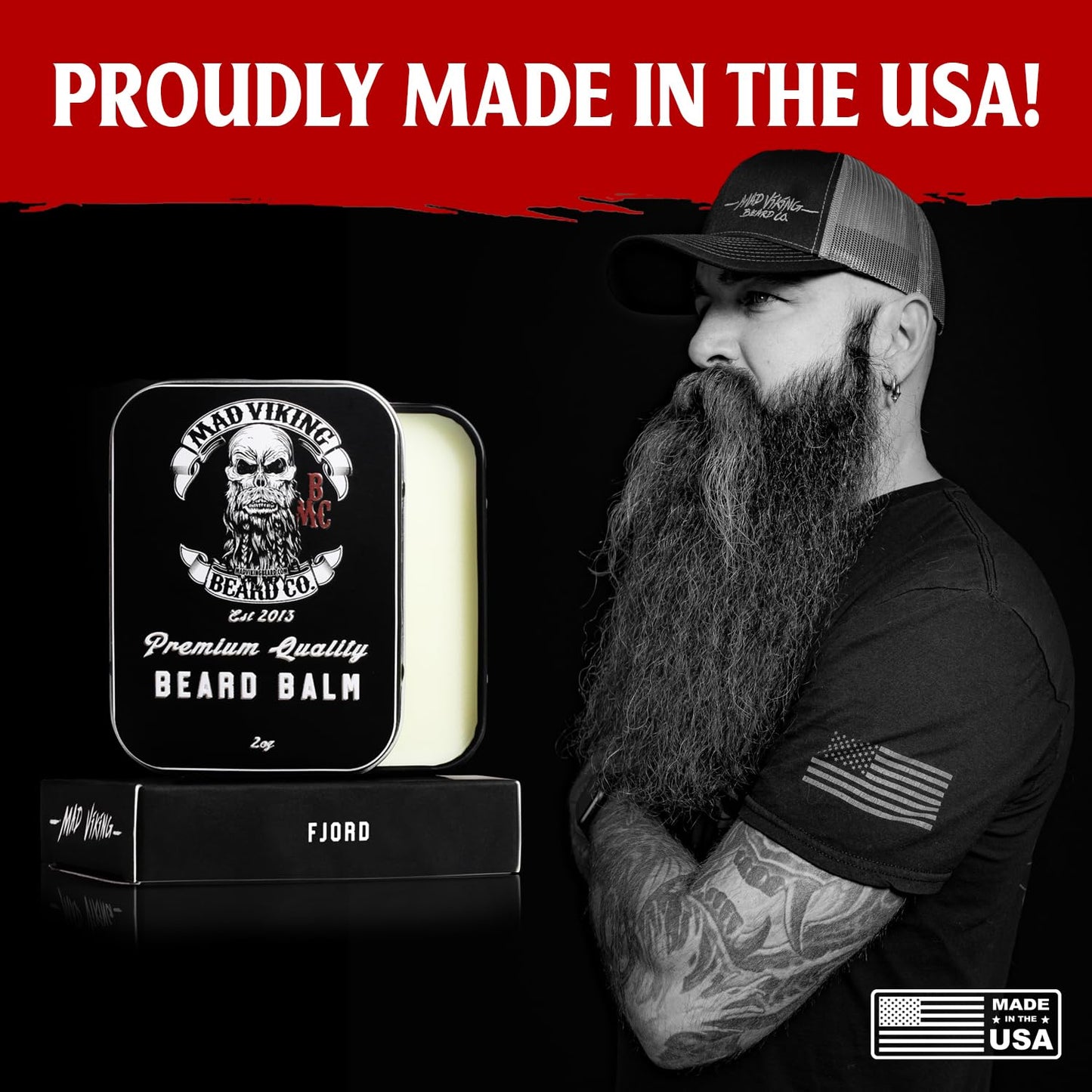 Mad Viking Beard Balm – Non-Greasy Balm to Soften and Style with a Medium Hold - Made with Shea Butter, Beeswax & Premium Oils - Made in the USA - 2oz