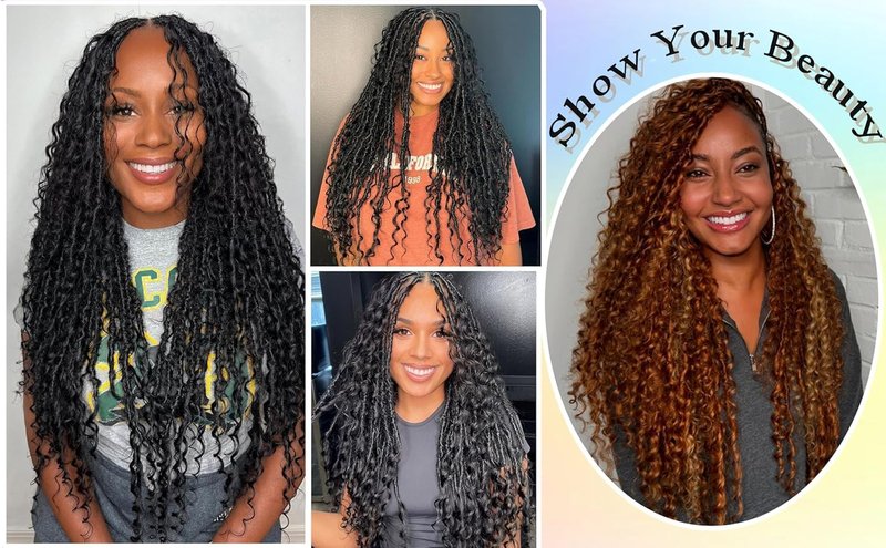 Boho Faux Locs Crochet Hair 30 Inch Goddess Locs 8 Packs Boho Soft Locs with Curly Ends Pre-looped Long Bohemian River Locs Crochet Hair for Black Women(30Inch, #30)