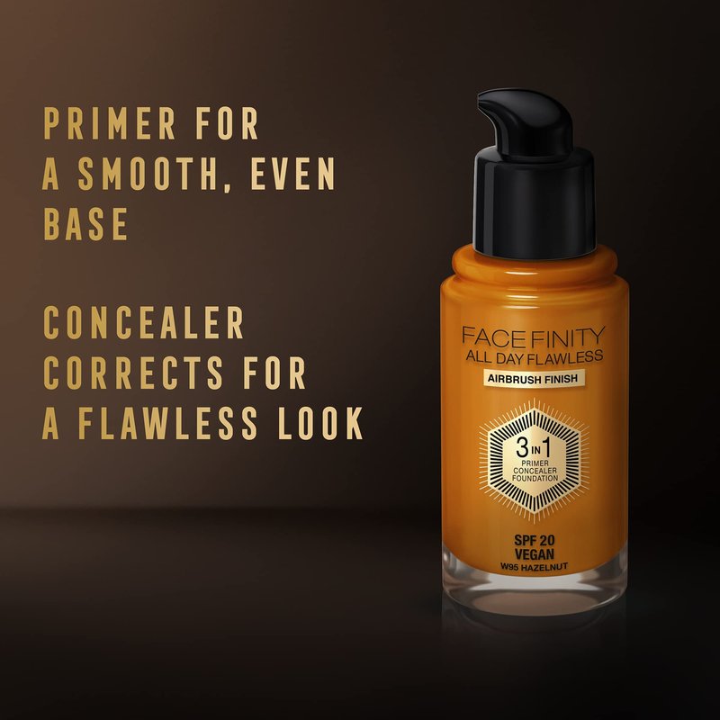 Max Factor Facefinity 3-in-1 All Day Flawless Foundation SPF 20, 95 Hazelnut, 30 ml
