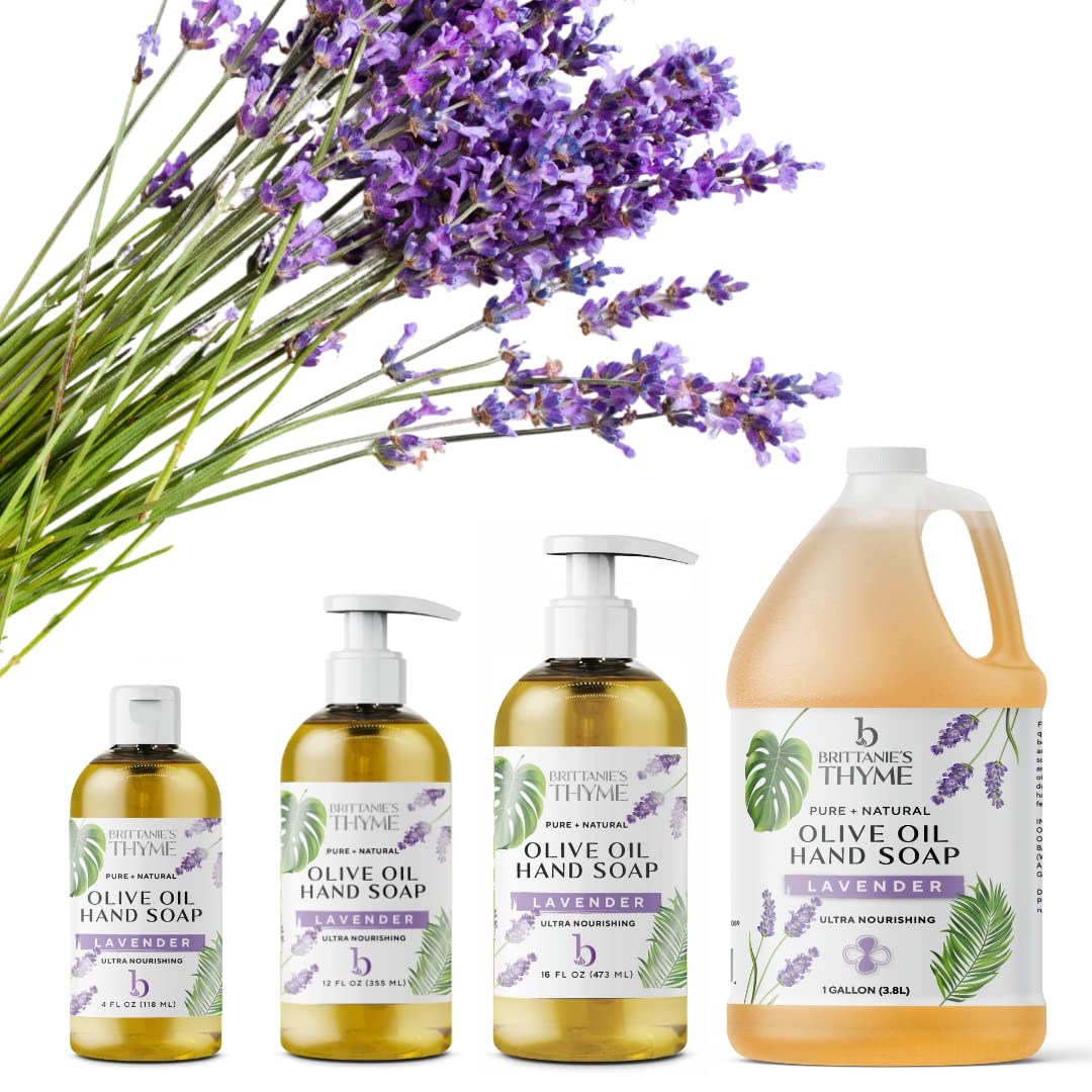 Brittanie's Organic Castile Liquid Olive Oil Soap Refill, Lavender 1 Gallon
