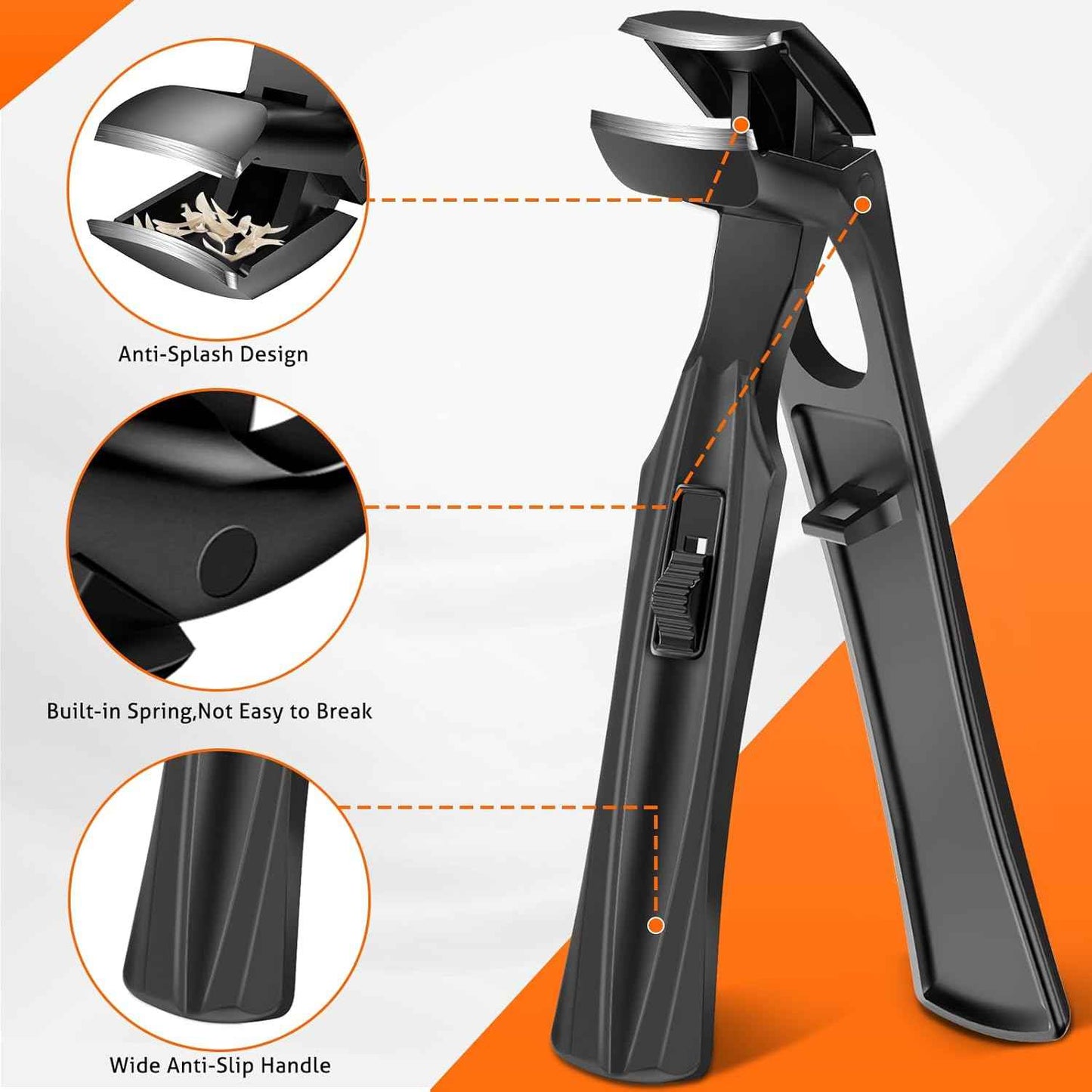 Heavy Duty Angled Toenail Clippers for Thick Nails - Wide Jaw & Catcher for Seniors
